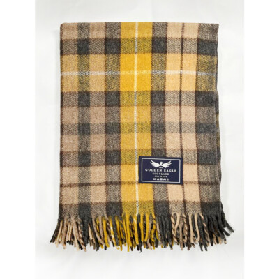 Neu Original Wolle Warm Teppich Kniedecke Natur Buchanan Tartan Karo Überwurf 