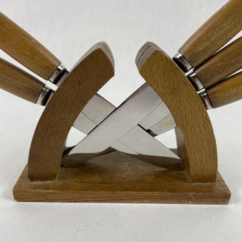 Karlsson & Nilsson KN Rostfri Sweden Cocktail Knife Set, 5 Knives + Holder, MCM - Picture 2 of 24