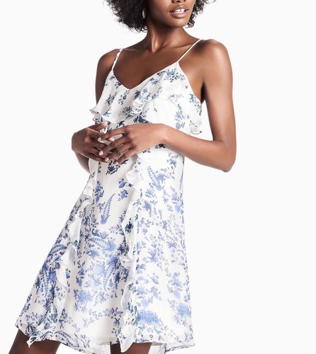 Ruffled Shift Dress Blue Multi XL 