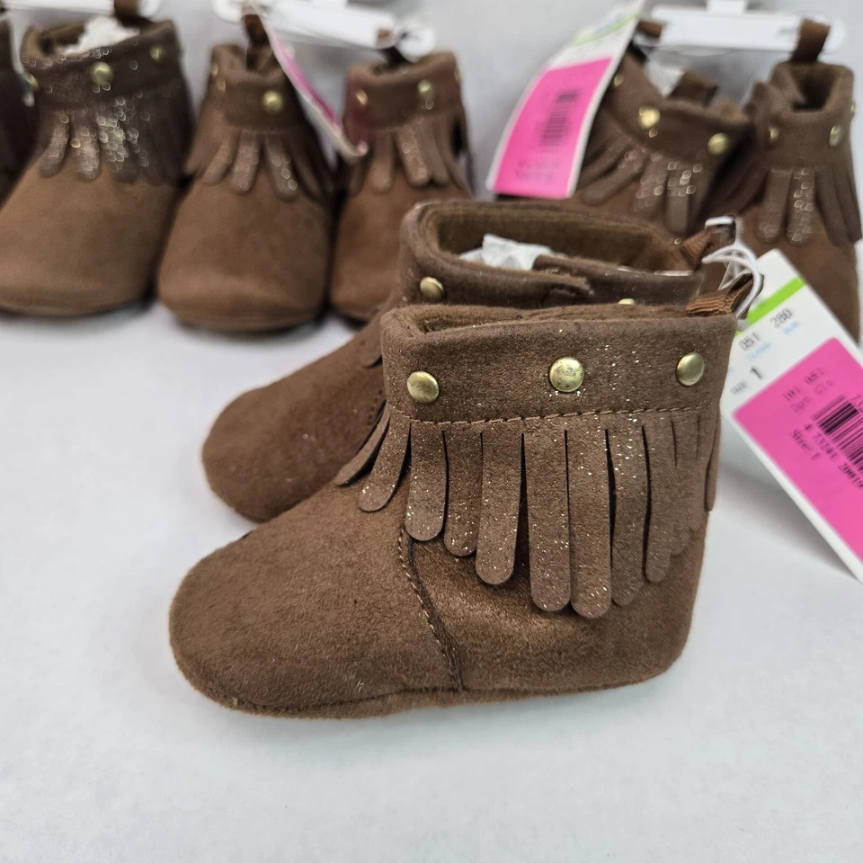 Nuevo Kola Bebé Lote De 4 Botas Mocasín Talla 2 Marrón Borlas A Granel Zapatos de Bebé Foto 4 de 4