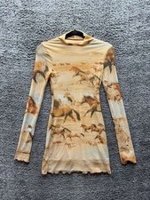 Urban Outfitters Alessia Wild Horses Print Mock Neck Mini Dress Womens Size XS