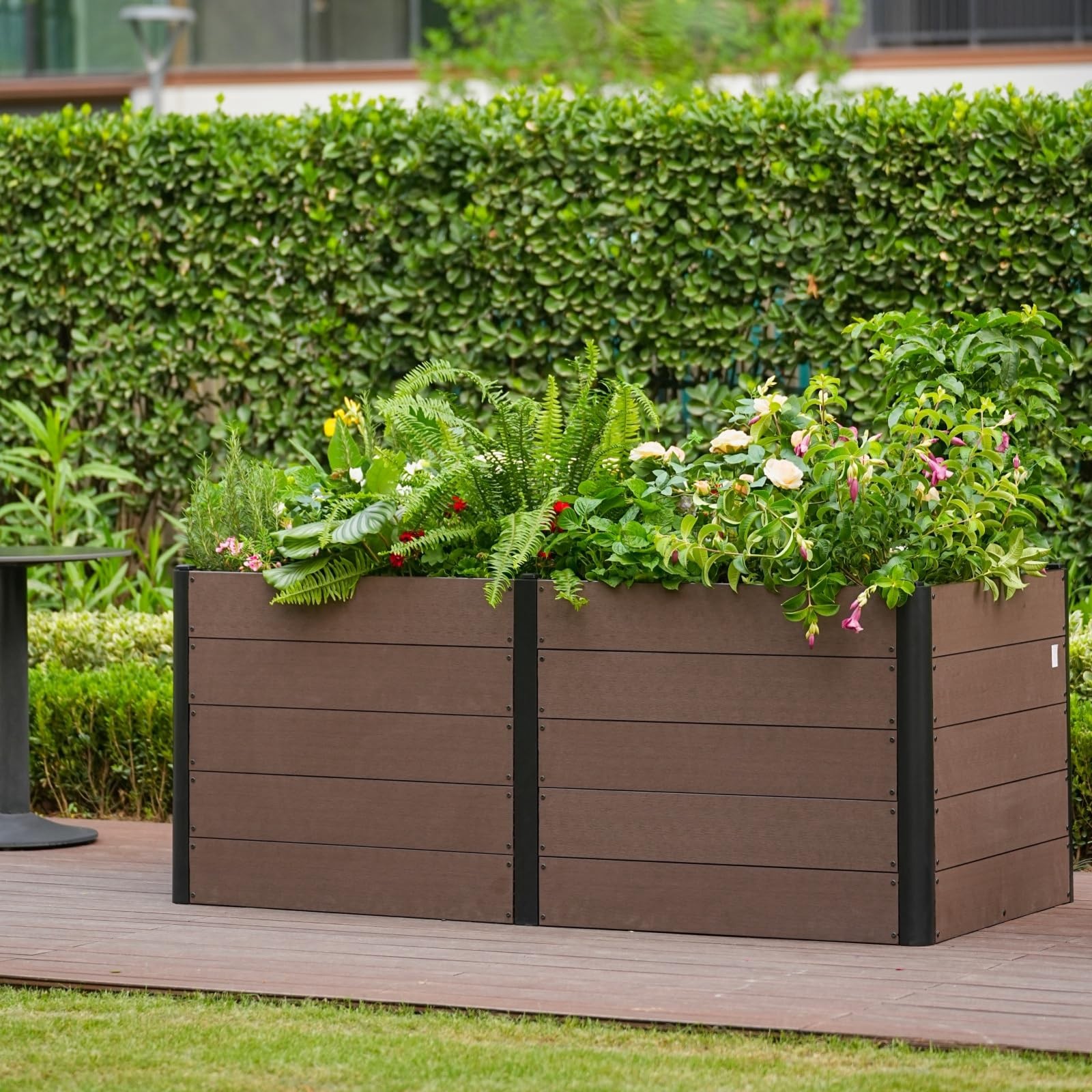 Wood-Like Raised Garden Bed Outdoor Composite Planter Box for