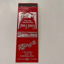 Ring's Good Food Unexcel'Ed Service Dubuque IA Vintage Matchbook Cover TMB45-2