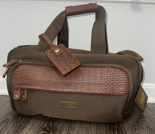 Tommy Bahama Duffel Bag Travel Luggage Badanco Leather Canvas Tweed Browns NWT