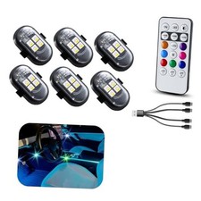 Upgraded 6PCS Wireless LED Lights for car with Remote, Rechargeable 6 PCS