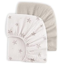 Muslin Crib Sheets - 100 Cotton Baby Crib Sheets Fitted for White Star