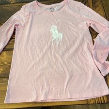 Polo Ralph Lauren Sweatshirt Childs XL Pink Crewneck Knit Pullover Long Sleeve