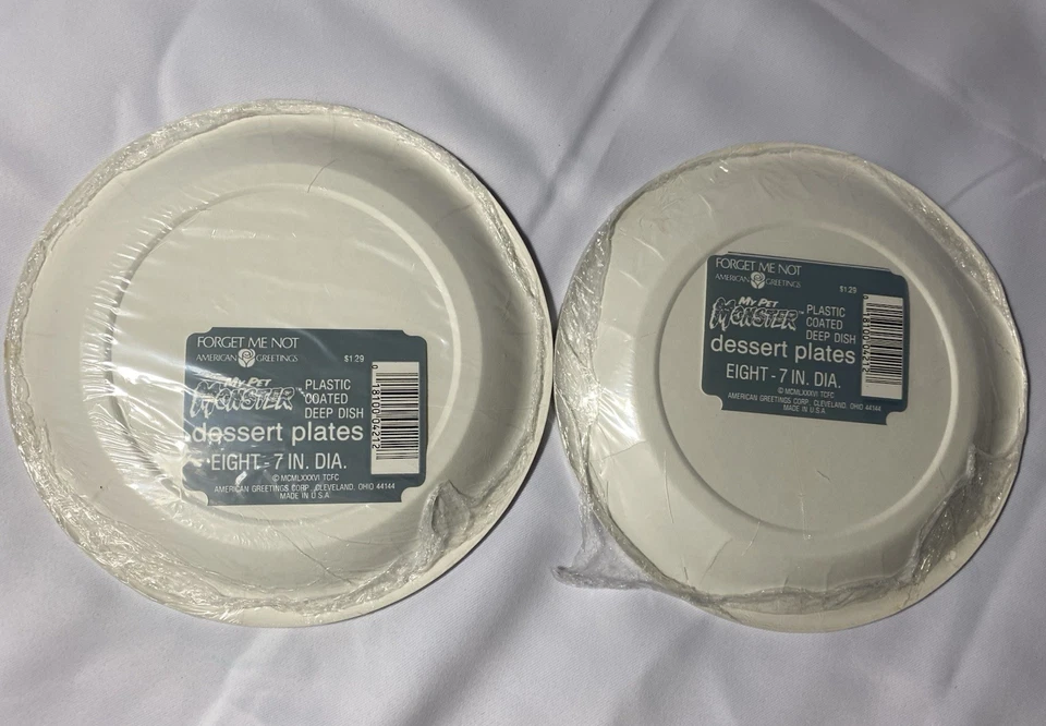 "Platos de papel de postre American Greetings My Pet Monster de 7"" fiesta de cumpleaños vintage" Foto 2 de 4