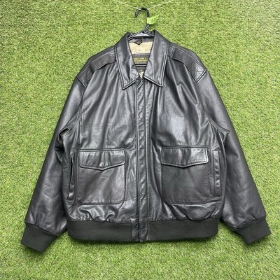 Vintage US Army Air Force Type A-2 Flyers Leather Jacket Mens 2XL Big Map 90s