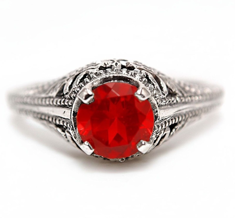  Fire Garnet 925 Solid Sterling Silver Ring Jewelry Sz 7 PC9-3