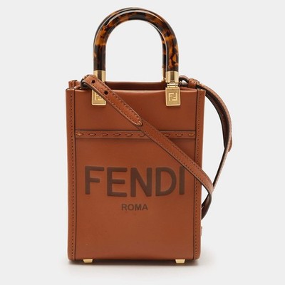 Fendi Sunshine Mini Brown Leather Tote