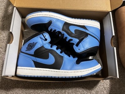Nike Air Jordan 1 Mid Men's Sneakers University Blue/Black, Size 10, DQ8426-401