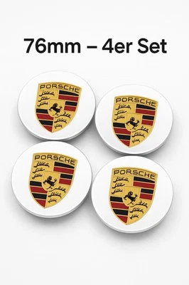 Porsche Nabendeckel 76mm Silber Gold Set NEU 60mm Innenmaß Felgendeckel  - Bild 1 von 3