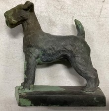 Vintage Cast Iron Bookend / Door Stop Airedale Terrier Dog Antique Decor