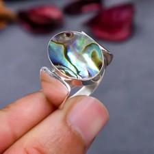 925 Silver Ring Abalone Shell Stone Handmade Wedding Gift Ring All Size R317