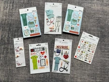 Nurse Themed lot Dimensional and Regular Stickers and Adhesive Gems, Brand New