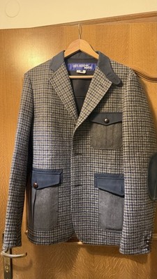 JUNYA WATANABE MAN Comme Des Garcons   Tweed Lederjacke Khaki Braun Größe: Gr.L