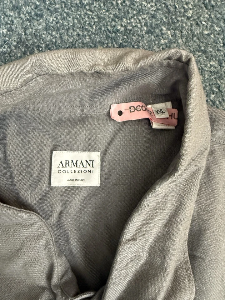 Camisa de vestir gris con botones Armani Collezioni para hombre, talla XXL Foto 3 de 4
