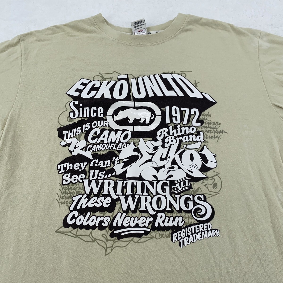Ecko Unltd Shirt Mens LXL Graphic Rhino Camouflage Streetwear 1972