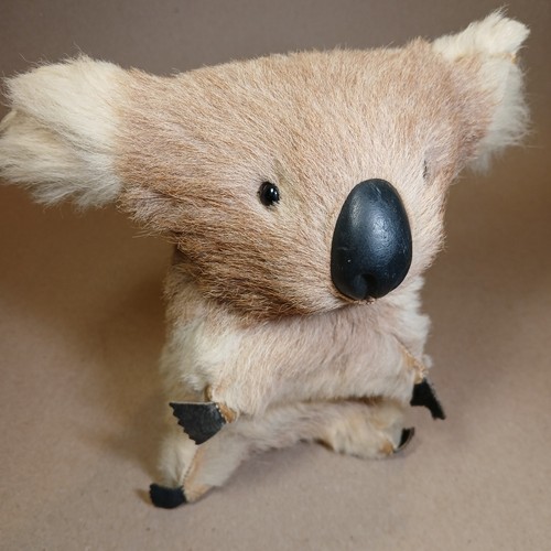 Vintage Stuffed Koala Real Leather Fur Decorative Stitched Plush Decorative