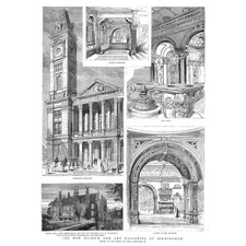 BIRMINGHAM Views in the New Museum and Art Galleries - Antique Print 1885