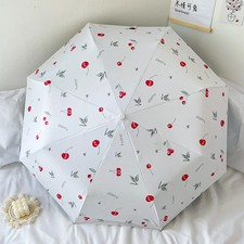 Cherry Story: Compact and Portable Folding Umbrella with Dual Use for Rain and R