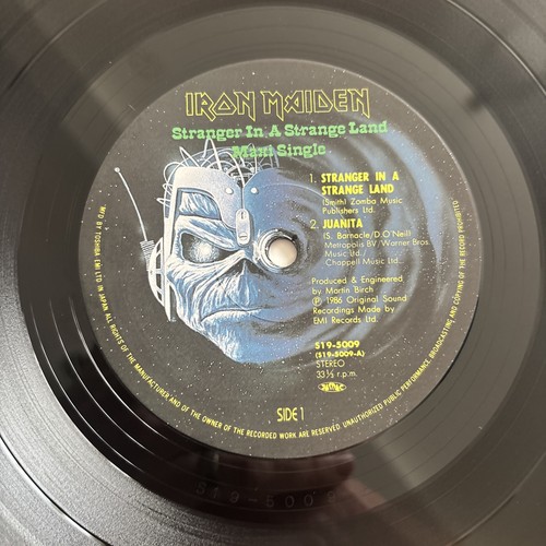Iron Maiden Stranger In A Strange Land Japanese EX+/EX+ 12” Etched Vinyl POSTER - Picture 12 of 12
