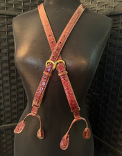 Oxblood Suspenders ALLIGATOR Button Braces Brass Y Type Preppy USA