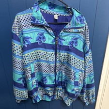 Vtg 80  s FUDA Sport International Petite L 100 Silk Jacket And Pants Blue Multi