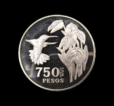 COLOMBIA 1978 SILVER PROOF 750 PESOS - WWF CONSERVATION SERIES