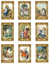 Alice In Wonderland B Designer MULTI-SIZE SET Cotton Fabric Quilt Blocks