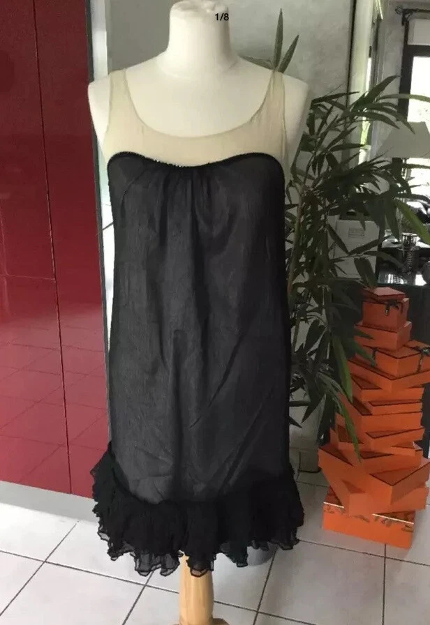 Robe KOOKAI taille 40 Noire beige 100 Soie Neuve eBay