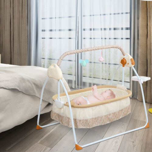 Electric Auto-Swing Bed Infant Bluetooth Cradle Crib Infant Rocker Cot w/ Remote - Picture 1 of 13