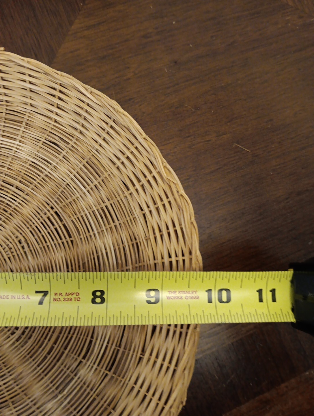 Vintage Set of 7 Wicker Rattan Bamboo Paper Plate Holders 9.75" Hand