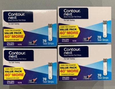 CONTOUR NEXT BLOOD GLUCOSE 280TEST STRIPS (4 boxes Of 70 Ct) Exp: 06/31/2026