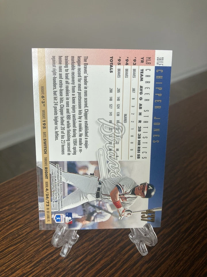 VERY RARE Chipper Jones 2nd Year 1996 Donruss Press Proof #437 /2000 HOF NM+ SP - Image 4 of 4