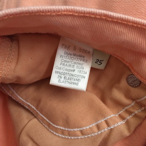 Rag & Bone Womens 25 High Rise Skinny Jeans Salmon color NWT $195 - Picture 5 of 8