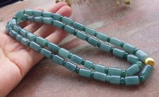 Video Certified Green A JADE Jadeite Bamboo Beads Necklace 26 inches    663082