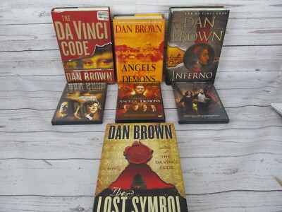 Dan Brown Robert Langdon Series Lot 4 Books Da Vinci Code Hardcover With DVD's