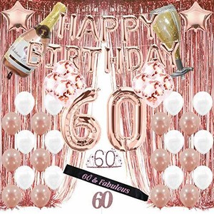 Rose Gold 60th Birthday Decorations For Women 60 Birthday Party