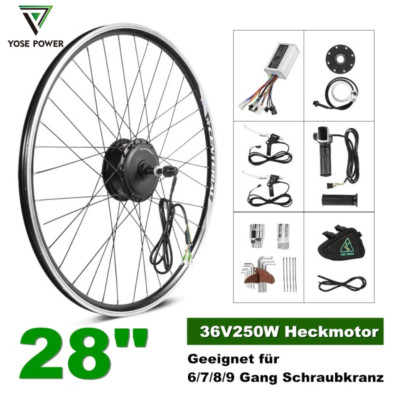 36V 250W 28'' E-Bike Conversion Kit Heckmotor Fahrrad Umbausatz für Schraubkranz