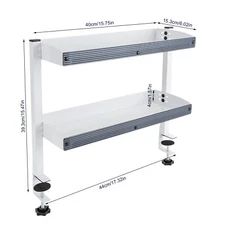 Adjustable 2-Tier Clamp-On Desk Shelf, White Storage for Home Office