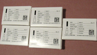 Denstply Midwest Rotary Instruments Carbide Burs FG 57 SS  1.0mm 4.25mm 50pc