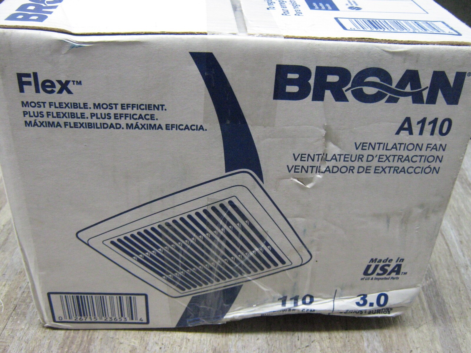 Broan Flex Series 110 CFM Bathroom Exhaust Fan Roomside Installation