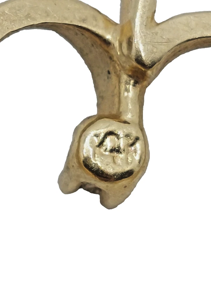 De colección. Colgante solitario de diamantes naturales con corazón de oro 14k Y de 3/4" Foto 3 de 4