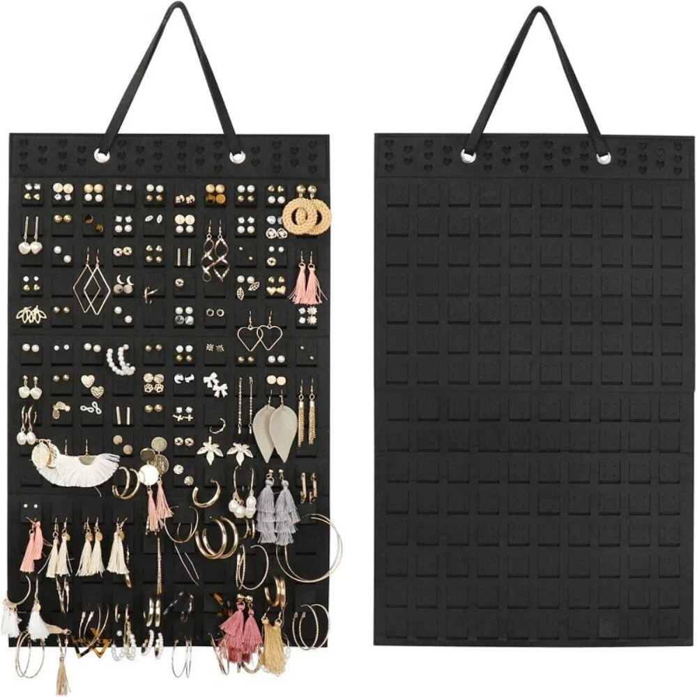 1 Pcs Felt Jewelry Holder Organizer Black Hanging Jewelry