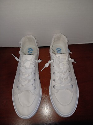 Obtaom White Canvas Lace Up Sneakers Size 9 Women's