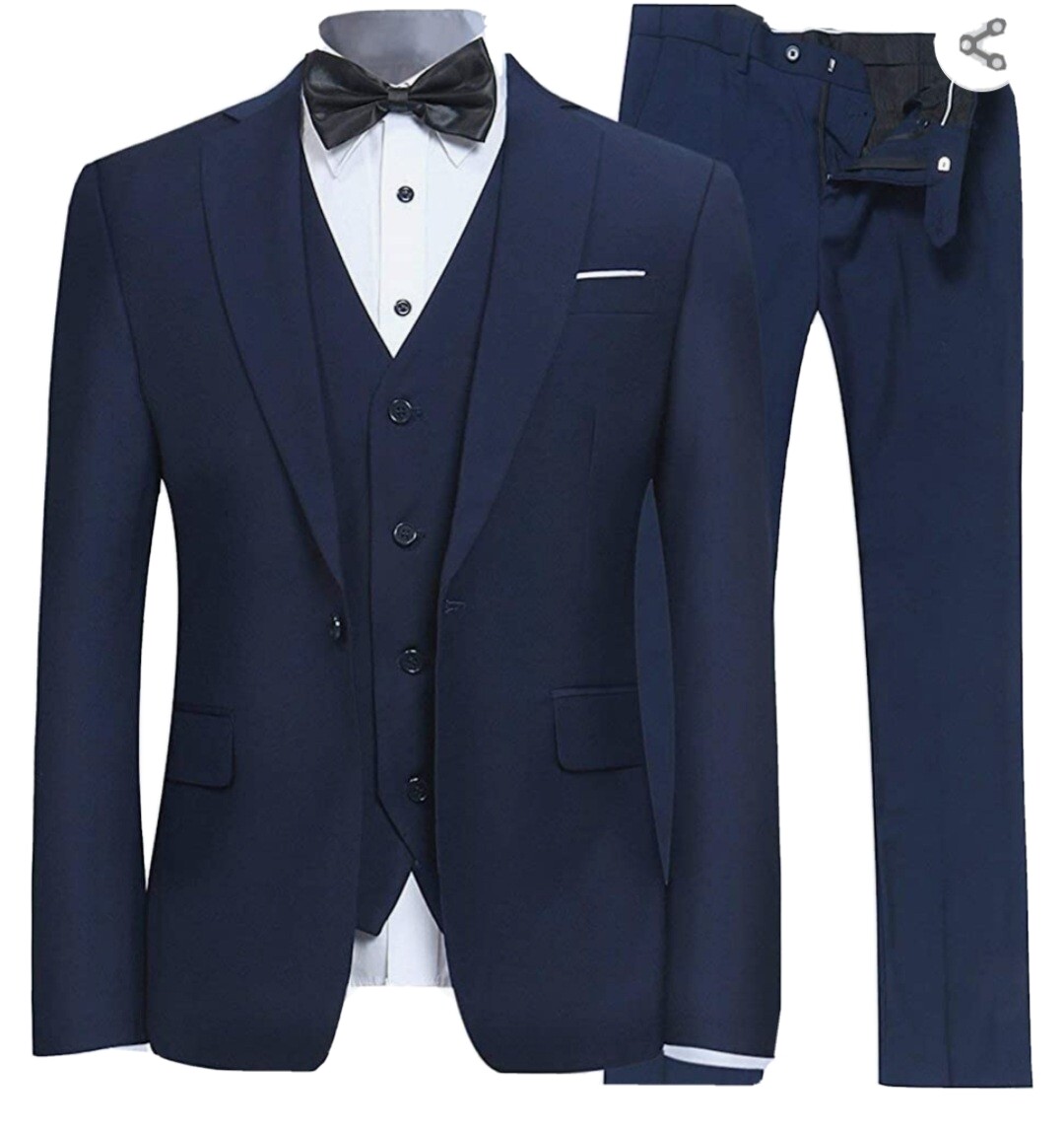 Large Suit & Pants Navy slim fit 3 piece suit. | eBay