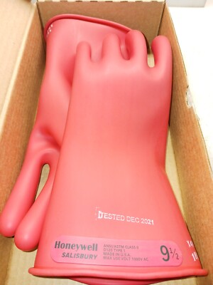 NEW HONEYWELL LINEMAN GLOVES RED SIZE 9-1/2 TYPE I CLASS 0 LOW V  E011R/9H