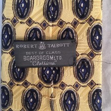 Robert Talbott Best of Class Yellow Blue Geometric Tie USA Made 100% Silk FS!